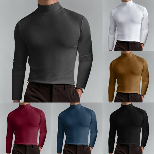 🔥HET REA 49% RABATT🔥Herr High Neck Slim Fit Långärmad T-shirt