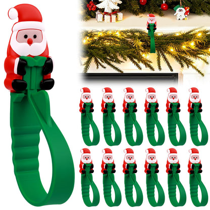 🎄🔥🎁Nyhet 50 % RABATT🔥🎅 Självhäftande krokar med jultomtemotiv (12-pack) – inga borrar, inga spikar, bara dra av, klistra fast och häng upp
