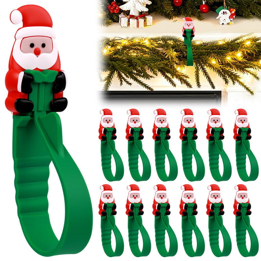 🎄🔥🎁Nyhet 50 % RABATT🔥🎅 Självhäftande krokar med jultomtemotiv (12-pack) – inga borrar, inga spikar, bara dra av, klistra fast och häng upp