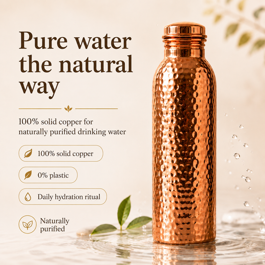 ❄️Sommarfräsch 50% rabatt!💧Premium vattenflaska tillverkad av 100% massiv koppar – plastfri och inspirerad av Ayurveda