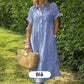 👗 50% RABATT! 💗 Randig Lång V-ringad Skjortklänning för Kvinnor – Sommarrea – Luftig & Bekväm, Klassisk Look & Perfekt för Varma Dagar ☀️
