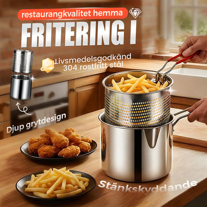 🔥 HETT ERBJUDANDE – 50 % RABATT! 🍳 Multifunktionell stekpanna i rostfritt stål 304 – fritera, steka, koka och stuva i en och samma gryta🍟