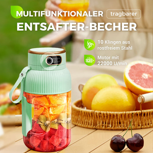 🔥🎁Nyhet 50 % RABATT🔥🍎🍓🍉2-i-1-juicekopp 🍹 Drick direkt efter juicepressning. Stor kapacitet, digital skärm, design med flera blad. 🏋️