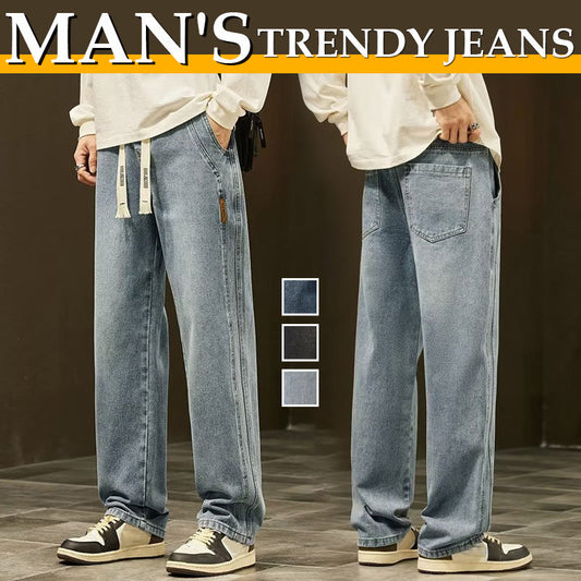 📢50% RABATT!!⏰Männs lockra raka jeans👖💥
