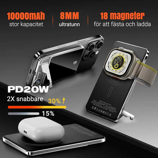 🔋✨Professionell magnetladdare för resenärer och yrkesverksamma 🧲| 22,5 W via kabel och 15 W trådlöst | 10 000 mAh | Snabb leverans💥
