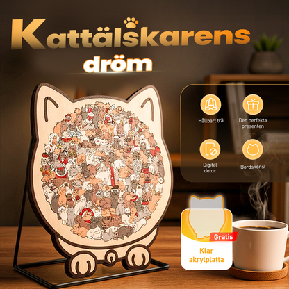🔥🎁Köp 2 få 1 gratis🔥🐱135-delars Morandi-färgat kattformat träpussel🎁
