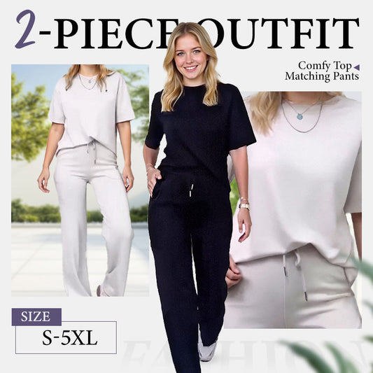 ✨50% rabatt✨Chic topp och matchande byxor för kvinnor 2-delad outfit