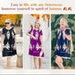 🔥🎁Nyhet 50 % RABATT🔥👗Vintage klänning med rund hals i bomullstryck