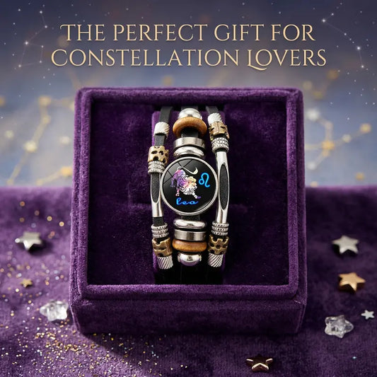 🎁Köp 1 få 1 gratis🔥☪️Läderarmband med stjärntecken som lyser i mörkret för män och kvinnor (6,9/8,1 tum)♑️