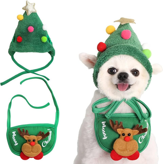 🎁Gåva till din furbaby 49% rabatt🎄🎅Älskvärd julgranshatt med pom-pom