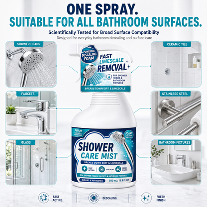❄️Summerfresh 50 % rabatt!🚿Snabbverkande spray för att ta bort kalkavlagringar i badrummet – rengöring av dusch, kranar och avlagringar från hårt vatten, 500 ml