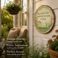 🌸 50 % RABATT NU! 🌿 Rund Trädgårdsskylt i Metall – “Leave Room in Your Garden for the Angels to Dance” ✨