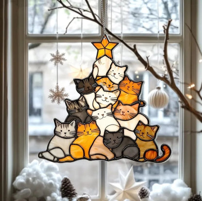 🎄Sista dagen 60% rabatt😻Katt julgran solfångare prydnad