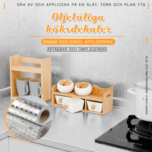 🛡️ 50% RABATT NU! 🍳 Självhäftande Skyddsfolie för Kök – Klipp till Valfri Storlek – Olje- & Vattentät – Perfekt för Skåp, Hyllor & Bänkskivor 🏠