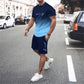 🔥🎁Nyhet 50 % RABATT🔥😎Herrset med t-shirt och shorts i gradientfärg