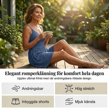 Romper med V-ringning och spaghettiband för dam