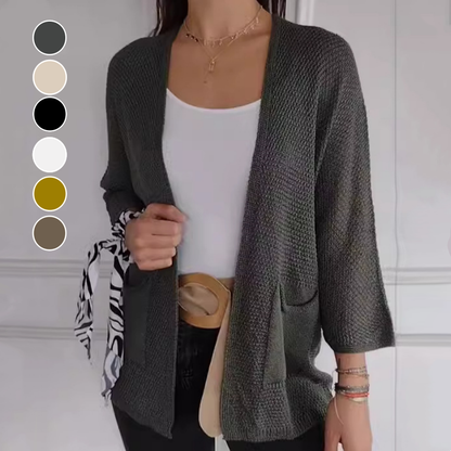 🍁Nytt för hösten✨ Casual stickad kappa med öppen front
