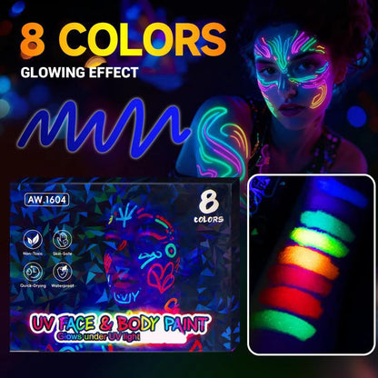 🎁 Slutrea - Endast 129 kr!! ⚡ 50 000+ Sålda! 🏆 UV-glow Ansikts- & Kroppsmålarpennor Set