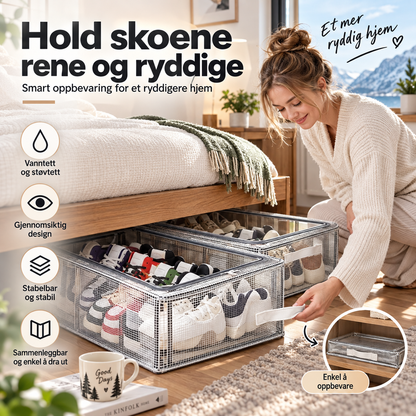 🔥🎁 Nyhet – 50 % RABATT! 👟 PVC Skoförvaringsbox – Vattentät, Hopfällbar & Platsbesparande ✨