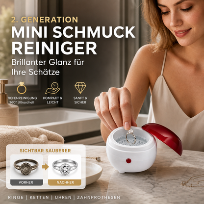 📢📢50 % rabatt!! 💎✨ Mini-smyckesrengörare – lämplig för guld, silver, klockor och tandproteser, kompakt och bärbar