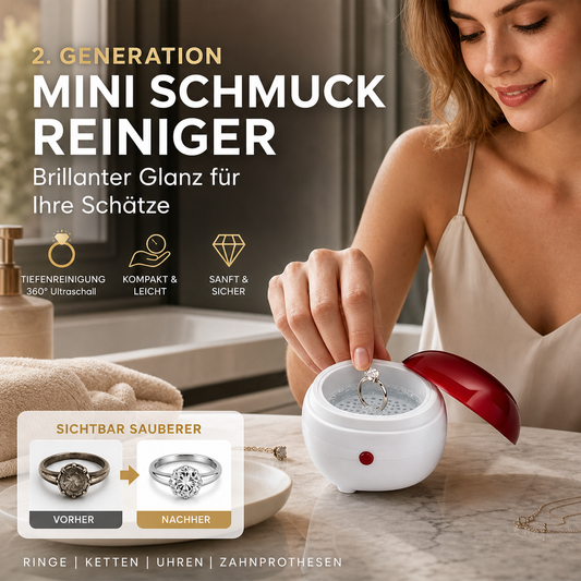 📢📢50 % rabatt!! 💎✨ Mini-smyckesrengörare – lämplig för guld, silver, klockor och tandproteser, kompakt och bärbar