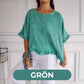 Rund hals volang fåll Mid-sleeve bomull och linne topp
