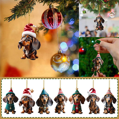 🐶 🎁Köp 1 få 1 gratis🔥🎄 7 stycken hängande hundmotiv julgransprydnader, vacker dekoration till julgranen ✨