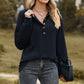 Enfärgad pullover med knappar och sweatshirt för kvinnor