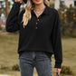 Enfärgad pullover med knappar och sweatshirt för kvinnor