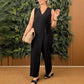 🔥🎁Nyhet 50 % RABATT🔥V-ringad jumpsuit med knytband, enfärgad, casual, dam
