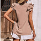 V-Neck Ruffle Ärmlös Stretch Top