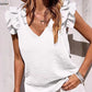 V-Neck Ruffle Ärmlös Stretch Top