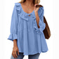 🎁 Hot Sale 49% OFF 🔥Kvinnor 3/4 ärm slips fram Ruffle Tiered skjortor