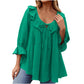 🎁 Hot Sale 49% OFF 🔥Kvinnor 3/4 ärm slips fram Ruffle Tiered skjortor