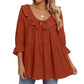 🎁 Hot Sale 49% OFF 🔥Kvinnor 3/4 ärm slips fram Ruffle Tiered skjortor