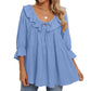 🎁 Hot Sale 49% OFF 🔥Kvinnor 3/4 ärm slips fram Ruffle Tiered skjortor