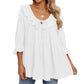 🎁 Hot Sale 49% OFF 🔥Kvinnor 3/4 ärm slips fram Ruffle Tiered skjortor