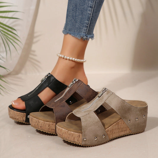🔥2026 Ny 50% rabatt Hot Sale🔥Sandaler med öppen tå och kil i mode