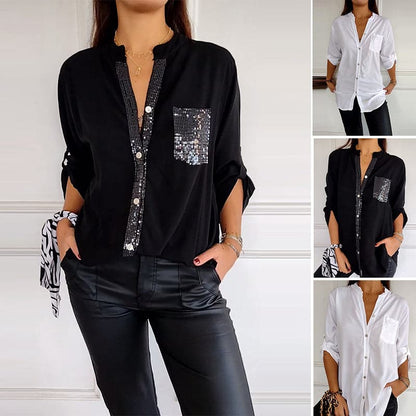 Casual topp med patchwork pailletten