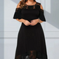 🔥🎁Nyhet 50 % RABATT🔥Kvinnors eleganta off-shoulder-klänning med spetsfåll