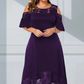 🔥🎁Nyhet 50 % RABATT🔥Kvinnors eleganta off-shoulder-klänning med spetsfåll