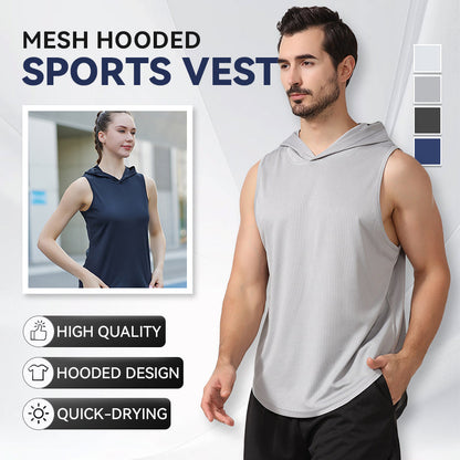🔥🎁Nyhet 50 % RABATT🔥Sportväst med huva i mesh