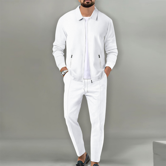 🔥🎁Nyhet 50 % RABATT🔥Snyggt 2-delat set med kavaj och joggingbyxor för herr