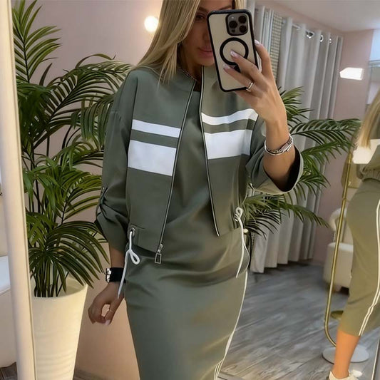 🔥🎁Nyhet 50 % RABATT🔥💖 Damset med stående krage och klänning