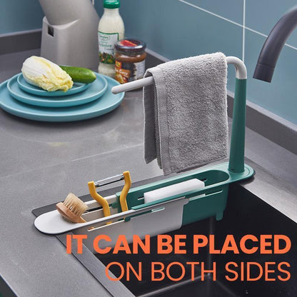 🧺 50% RABATT! 🚰 Uppdaterat Förvaringsställ för Teleskopdiskbänk – Justerbar Bredd, Rostfritt Material & Perfekt För Svampar, Diskborstar & Tvättmedel 🧼