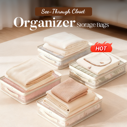 👚 KÖP 1 FÅR 1! 🛍️ GENOMSKINLIGA GARDEROBSPÅSAR - 6-pack med vakuumventil, Sparar 80% utrymme & Skyddar kläder mot damm och fukt 🔒✨