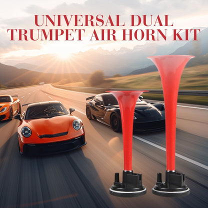 📯 50% RABATT! 🔥 Universellt dubbelt trumpetlufttryckshornssats – Högt & tydligt ljud – Inkluderar kompressor & slang – perfekt för lastbilar, bilar eller motorcyklar – enkel DIY-installation 🚛