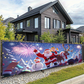 🎄 50% RABATT! ✨ JULBANNER FÖR UTOMHUS - Väderbeständig med Festlig Belysning, Snabb Monterning med Ställning, Perfekt för Trädgård och Fasad 🏡🎅