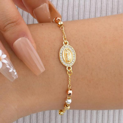 📿 🎁Köp 2 få 1 gratis🔥✨ Elegant Armband med Kors och Strassstenar – Trefärgad Design & Symbolisk Berlock – Perfekt för Vardag & Fest – En Meningsfull Present 💖