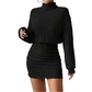 🔥🎁Nyhet 50 % RABATT🔥Rynkad stickad bodycon-klänning för damer